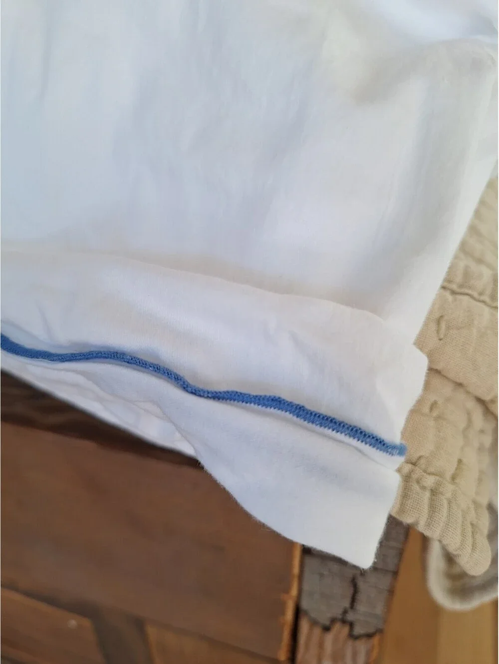 Anthropologie 100% COTTON duvet, KING, blue farmstyle Cordage Trim, New Like...